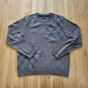 Transcript Cashmere Sweater Size XL Brown Embroidered Old Money Minimalist Fall